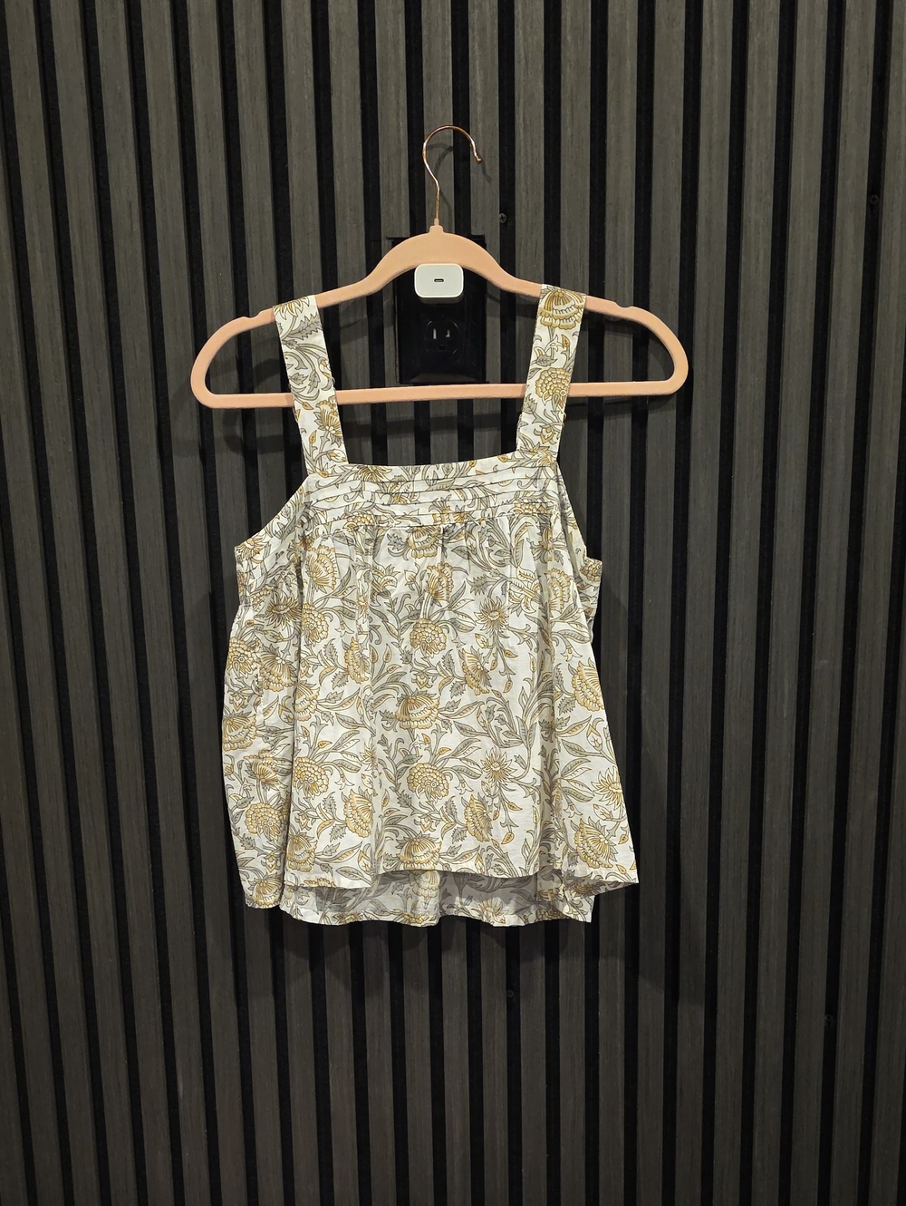 NATURAL LIFE White & Gold Floral Square-Neck Cami